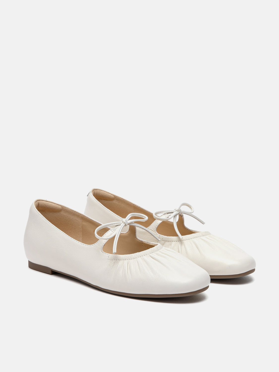 PAZZION, Angelica Bow Leather Mary Janes, Beige