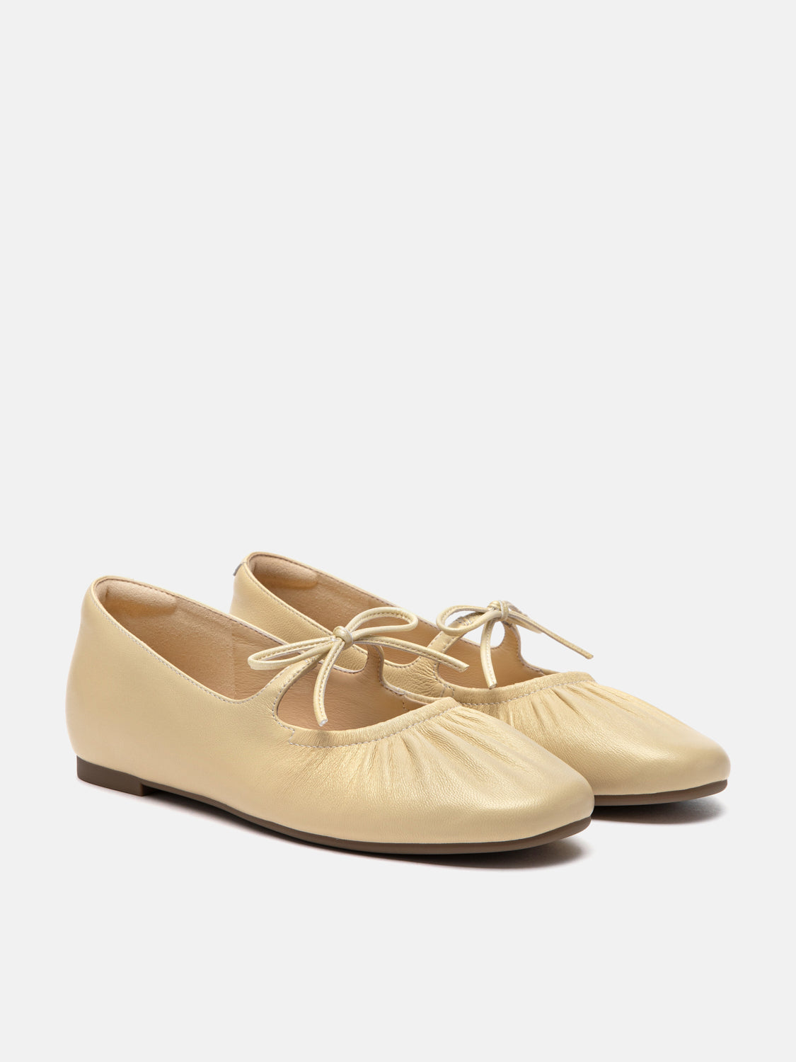 PAZZION, Angelica Bow Leather Mary Janes, Yellow