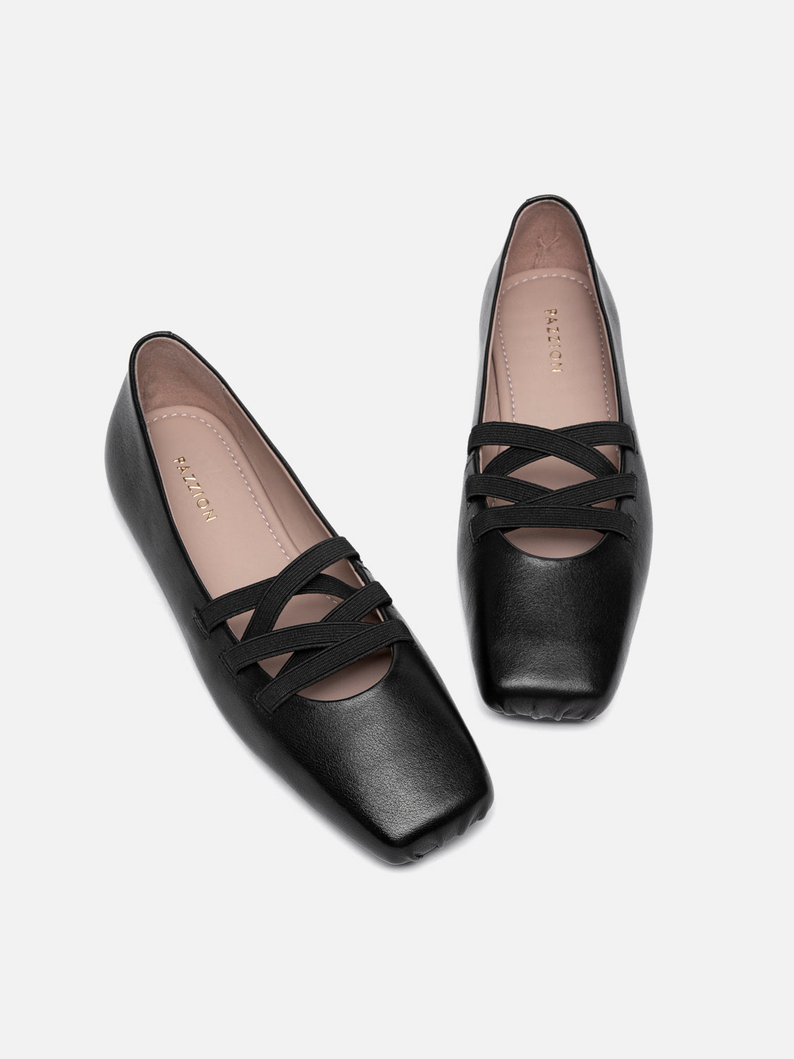 PAZZION, Angelica Square Toe Flats, Black