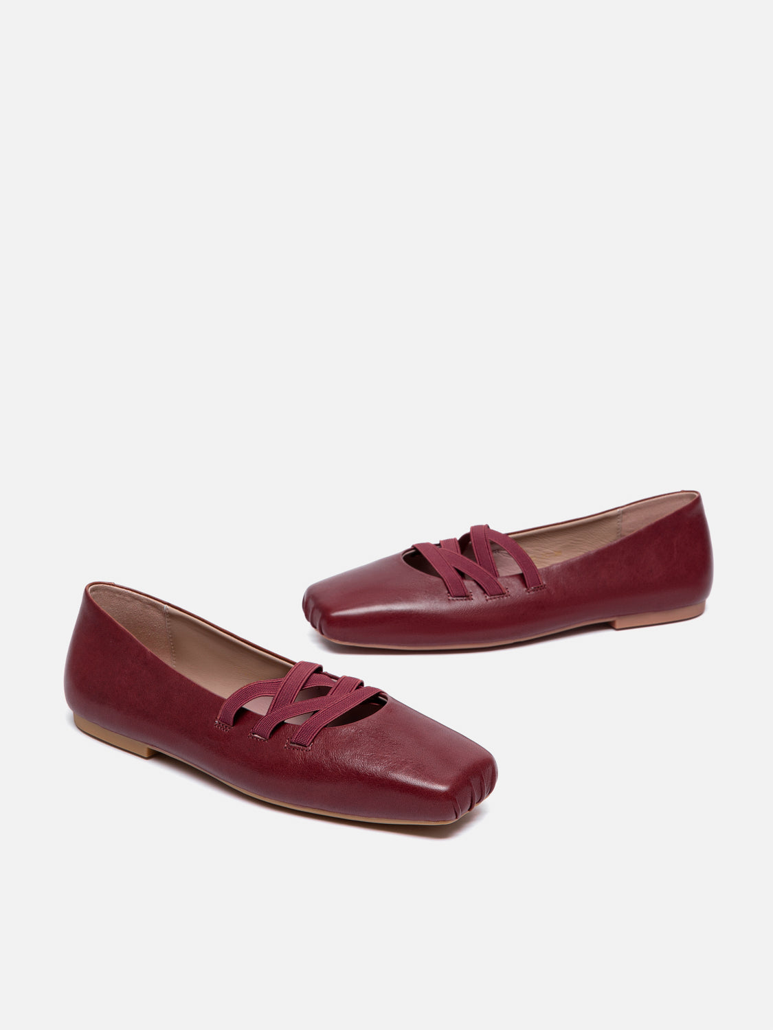 PAZZION, Angelica Square Toe Flats, Wine