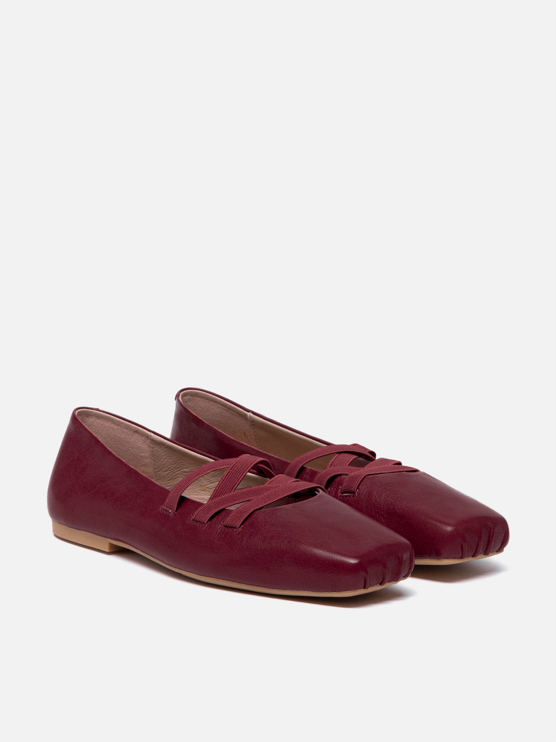 PAZZION, Angelica Square Toe Flats, Wine