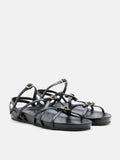 PAZZION, Anica Metallic Cross-Strap Comfort Sandals, Black