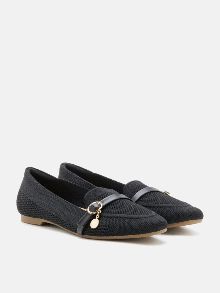 PAZZION, Annabelle Flyknit Loafers, Black