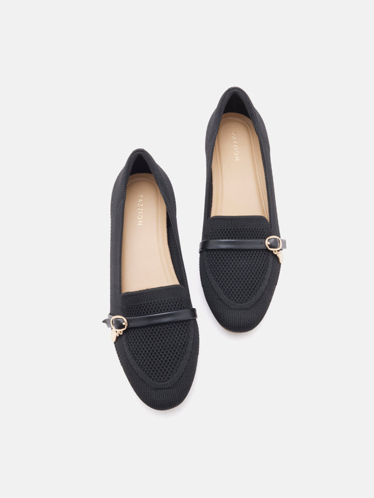 PAZZION, Annabelle Flyknit Loafers, Black
