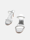 PAZZION, Annabeth Metallic Crystal Embellished Heel Sandals, Silver
