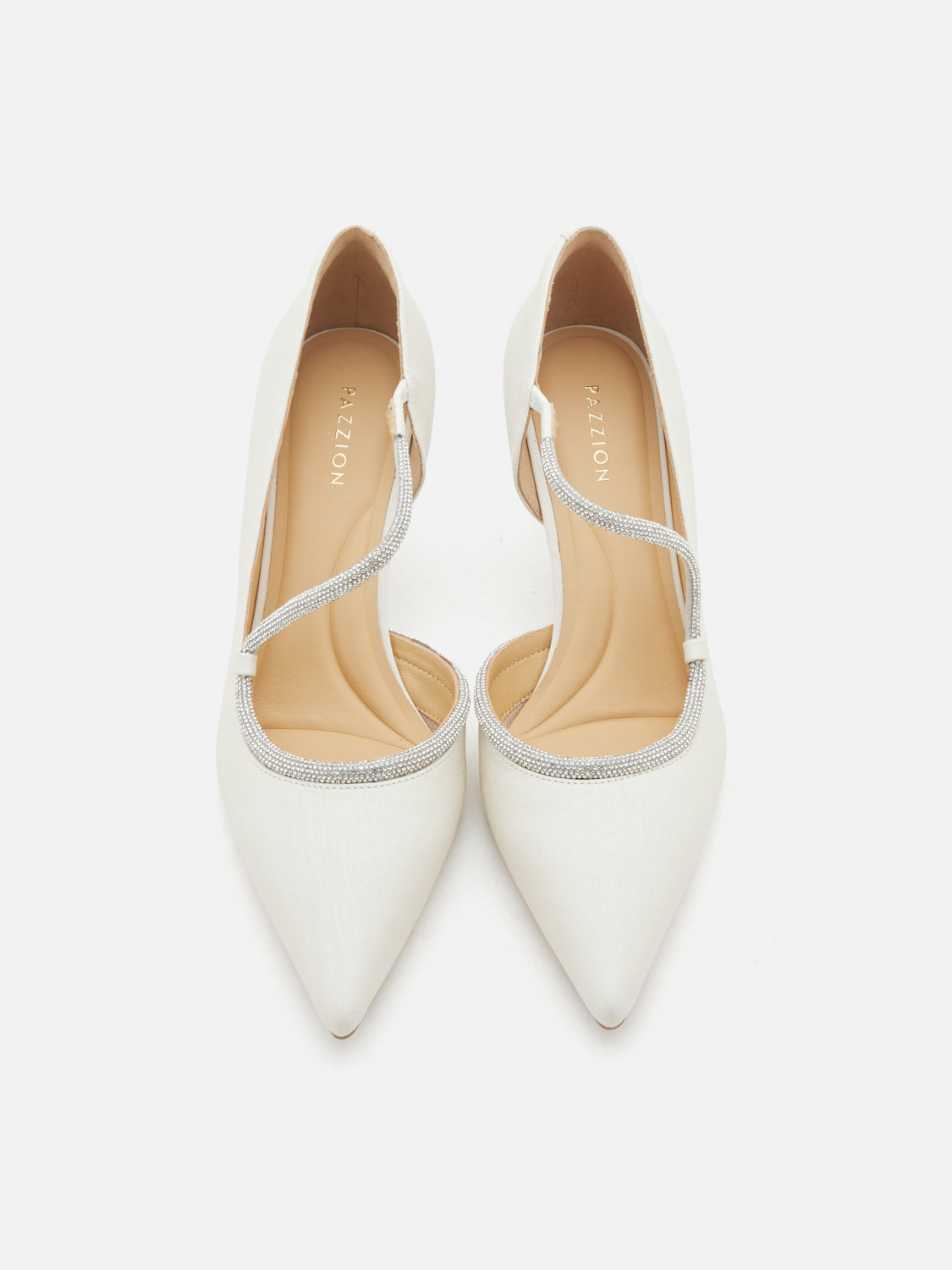 PAZZION, Arabella Crystal Embellished Leather Heels - Beige, Beige