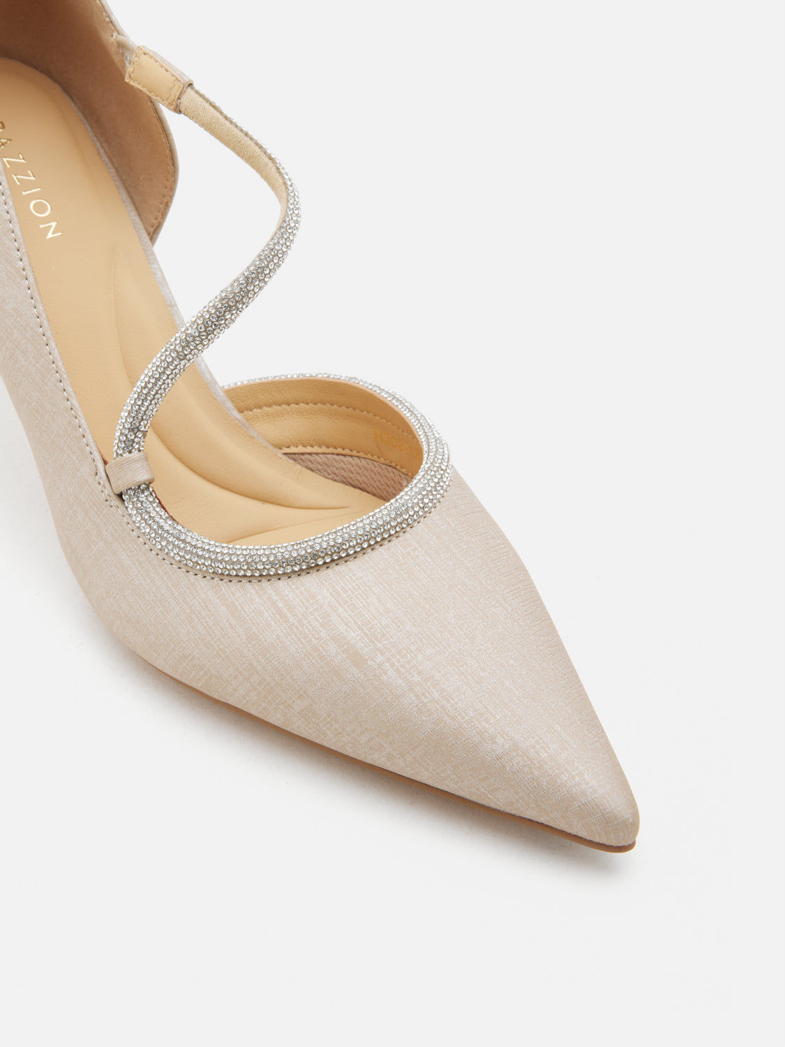 PAZZION, Arabella Crystal Embellished Leather Heels - Champagne, Champagne