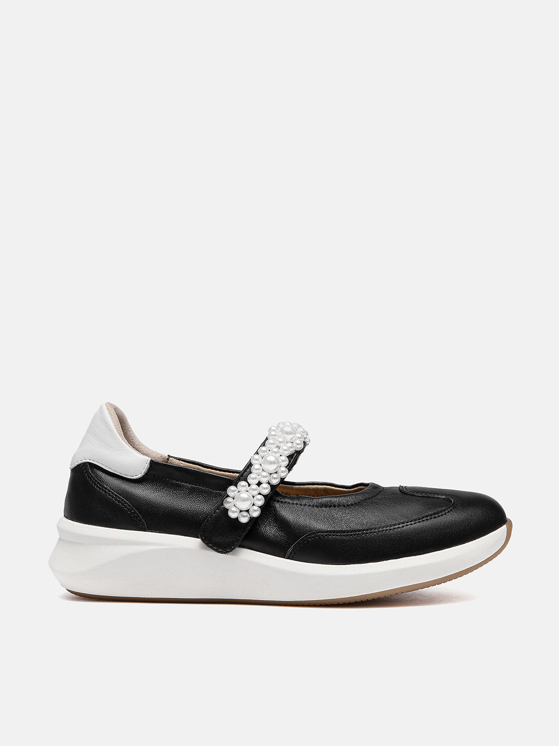 PAZZION, Arlise Pearl Embellished Leather Mary Janes, Black