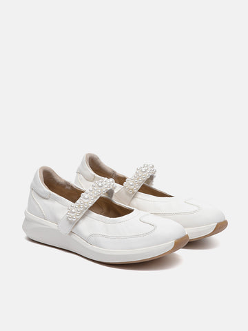 Arlise Pearl Embellished Leather Mary Janes