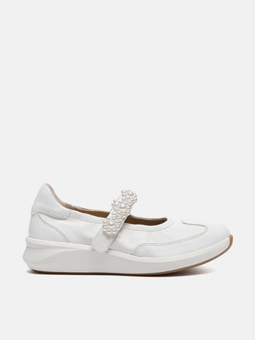 Arlise Pearl Embellished Leather Mary Janes
