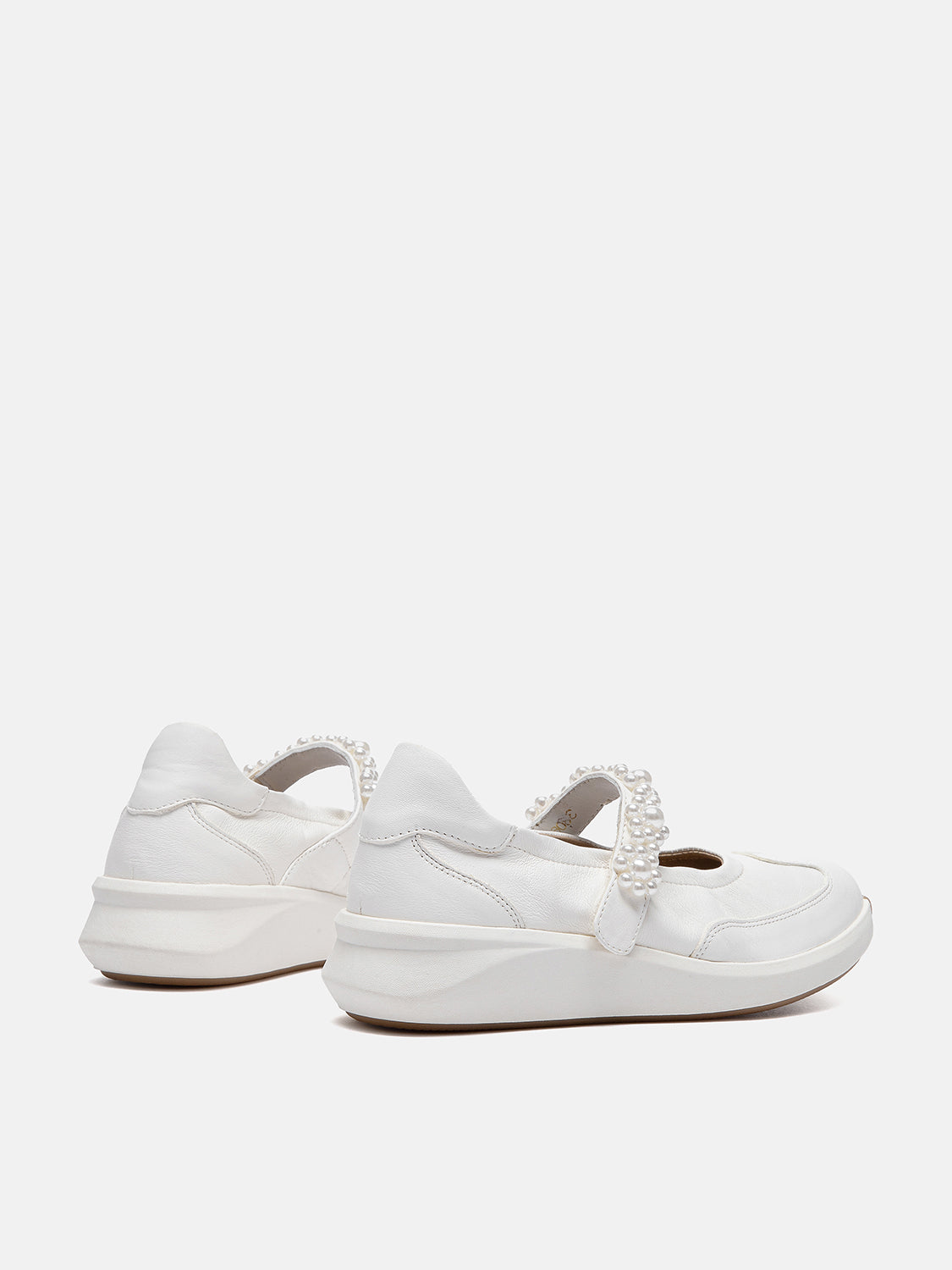 PAZZION, Arlise Pearl Embellished Leather Mary Janes, White