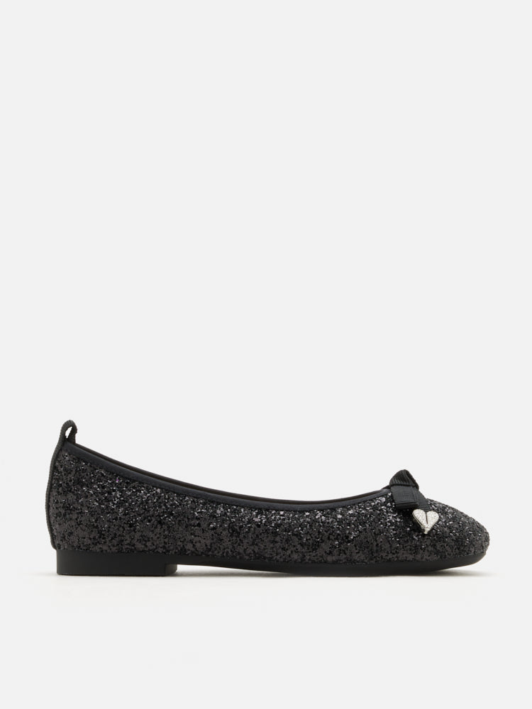 PAZZION, Astoria Glitter Bow Flats, Black