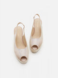 PAZZION, Aurelia Peep Toe Slingback Wedges, Almond