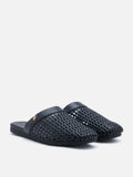 PAZZION, Ayanna Woven Slip-On Mules, Black