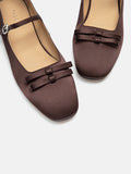 PAZZION, Aylin Silk Double Bow Mary Janes, Brown