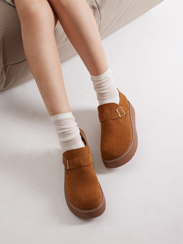 PAZZION, Bailey Suede Flatform Loafers, Camel