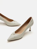 PAZZION, Bellavyn Pearl Accented Patent Leather Heels, Beige