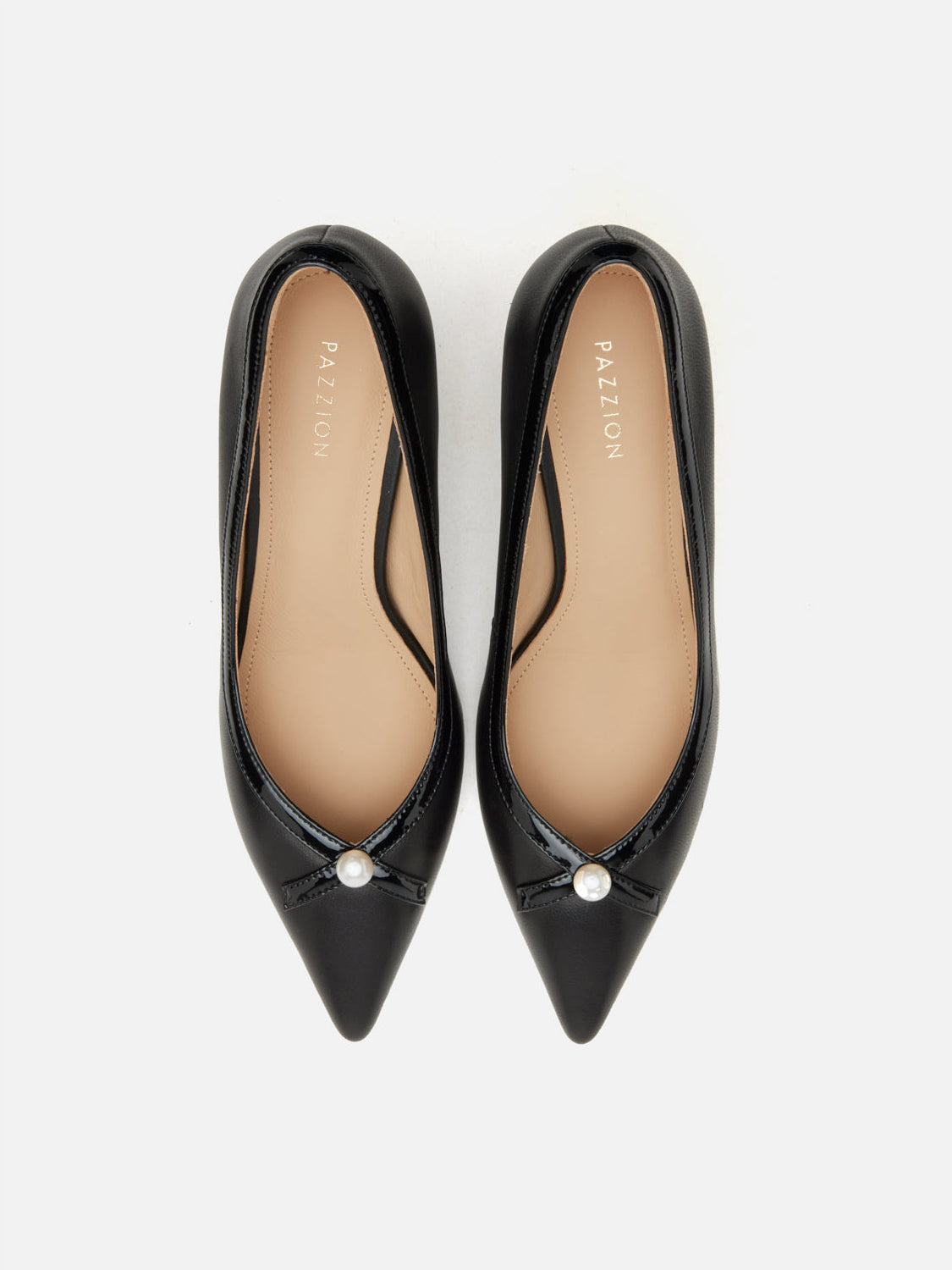 PAZZION, Bellavyn Pearl Accented Patent Leather Heels, Black