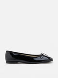 PAZZION, Belmara Bow-Tied Leather Ballet Flats, Black