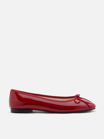 Belmara Bow-Tied Leather Ballet Flats