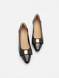 PAZZION, Berkely Bow-Embellished Patent Leather Heels, Black