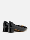 PAZZION, Berkely Bow-Embellished Patent Leather Heels, Black