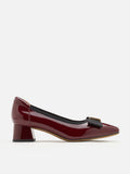 PAZZION, Berkely Bow-Embellished Patent Leather Heels, Wine