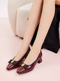PAZZION, Berkely Bow-Embellished Patent Leather Heels, Wine