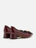 PAZZION, Berkely Bow-Embellished Patent Leather Heels, Wine