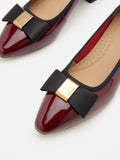 PAZZION, Berkely Bow-Embellished Patent Leather Heels, Wine