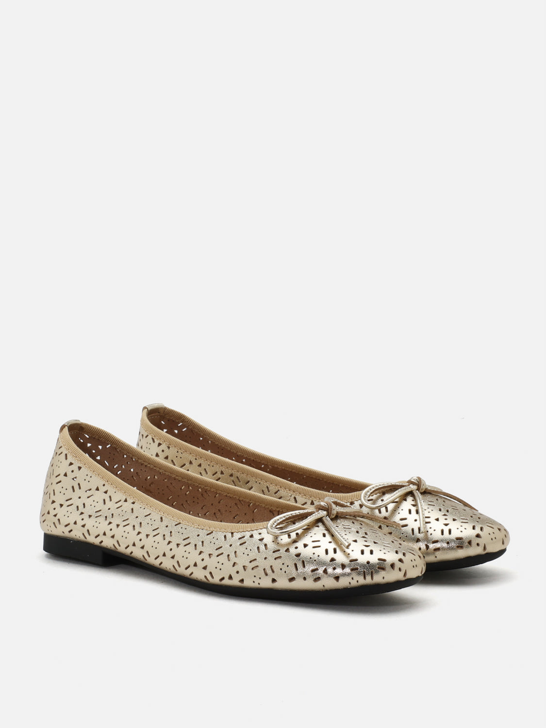 PAZZION, Bernadette Perforated Leather Flats, Gold