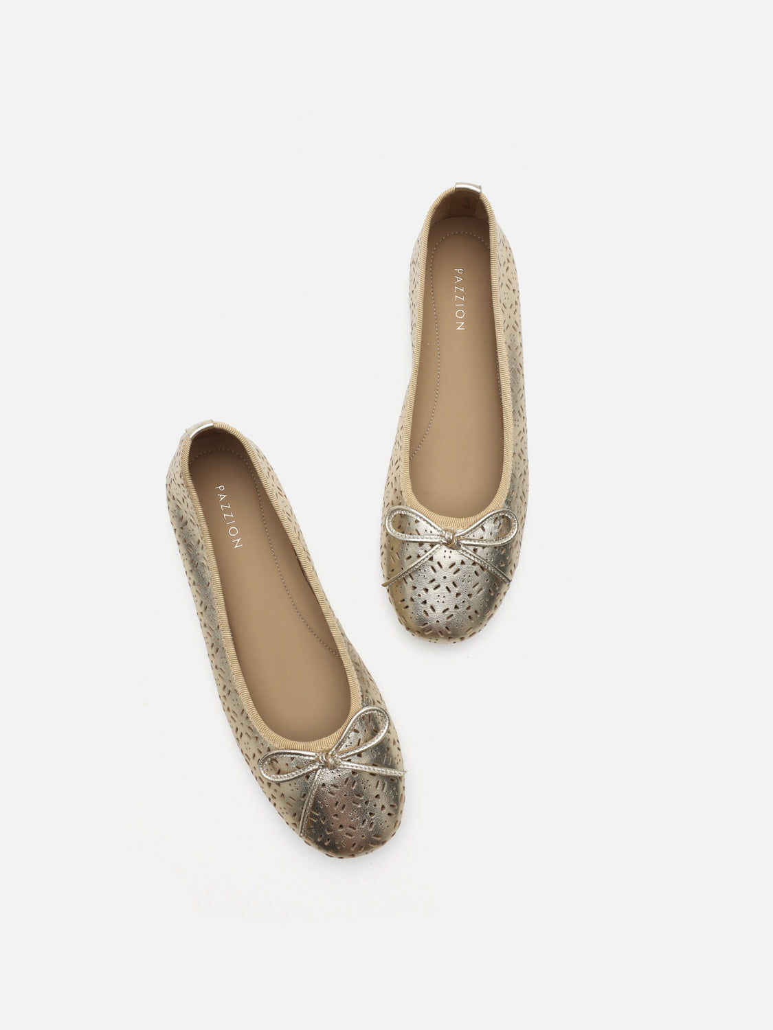 PAZZION, Bernadette Perforated Leather Flats, Gold
