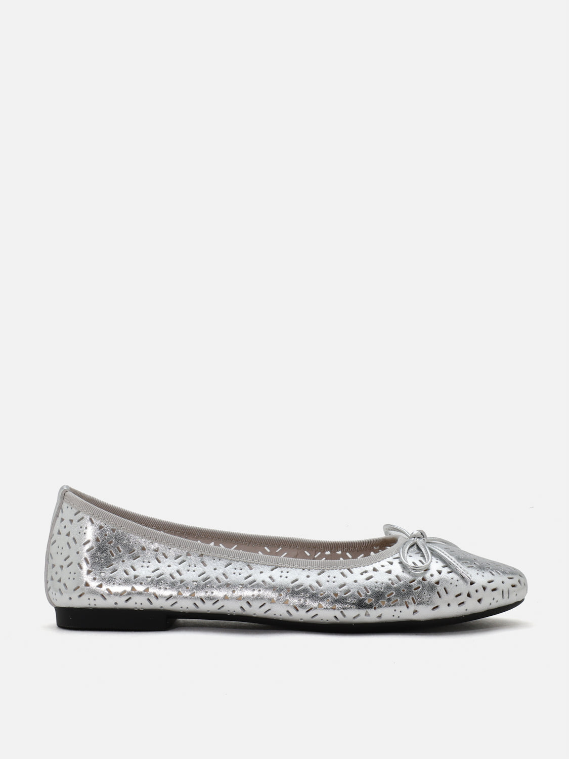 PAZZION, Bernadette Perforated Leather Flats, Silver