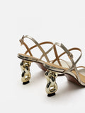 PAZZION, Betsey Metallic Sandal Heels, Gold