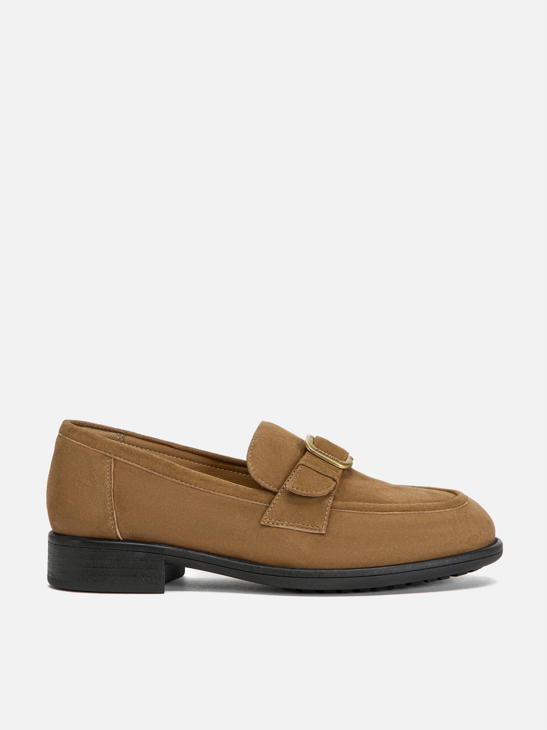 PAZZION, Billie Gold Buckle Loafers - Brown, Brown