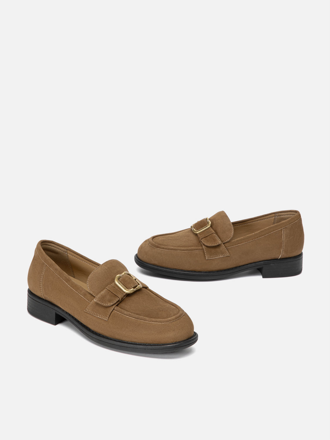 PAZZION, Billie Gold Buckle Loafers - Brown, Brown