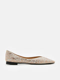 PAZZION, Blaire Pearl Diamante Embellished Point-Toe Flats, Goldenrod