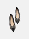 PAZZION, Blakely Crystal Embellished Bow Pointed Toe Flats, Black