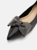 PAZZION, Blakely Crystal Embellished Bow Pointed Toe Flats, Black