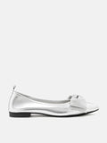 PAZZION, Blakely Crystal Embellished Bow Pointed Toe Flats, Silver