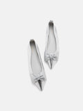 PAZZION, Blakely Crystal Embellished Bow Pointed Toe Flats, Silver