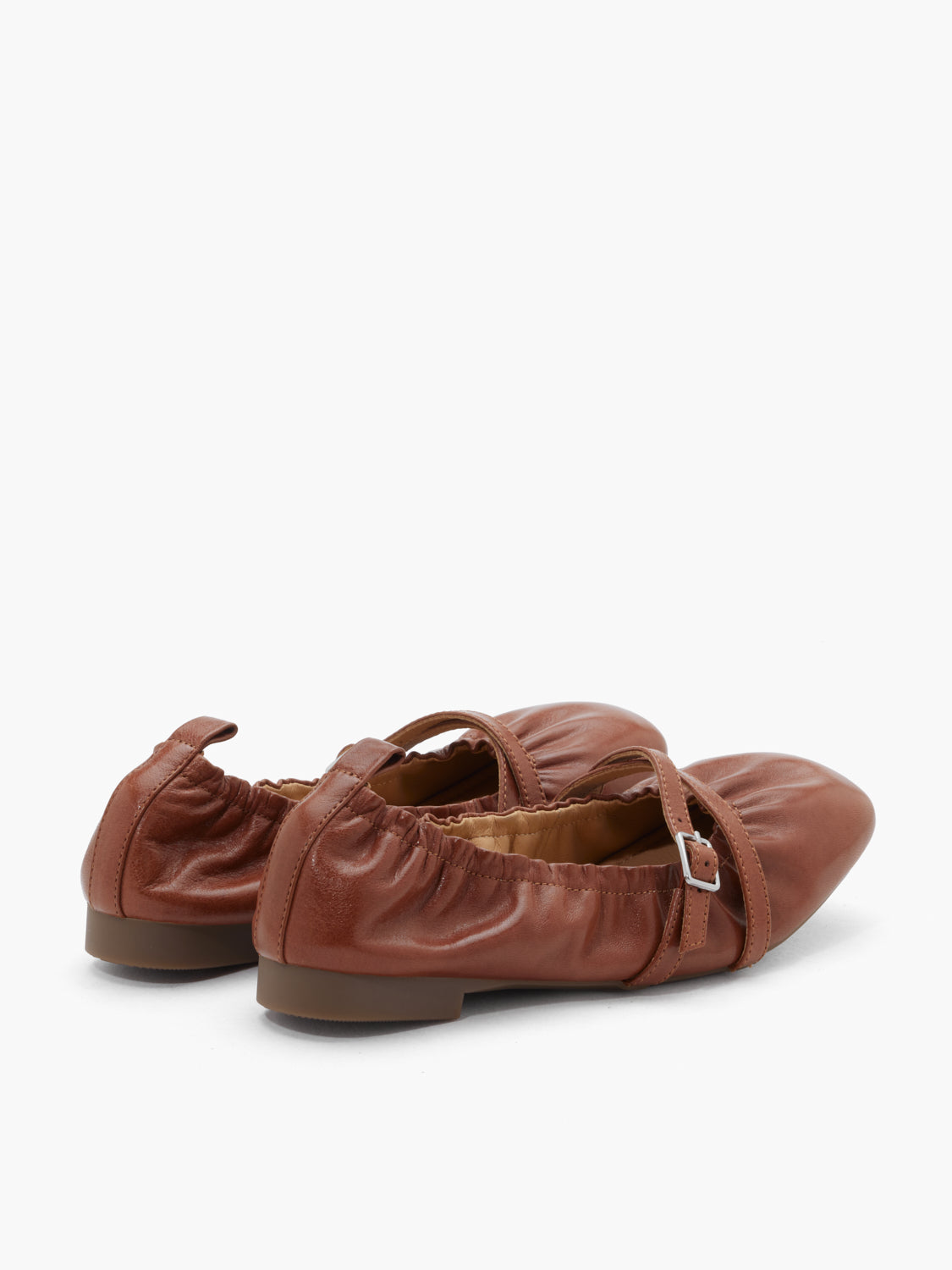 PAZZION, Bonnie Ruched Leather Flats, Brown