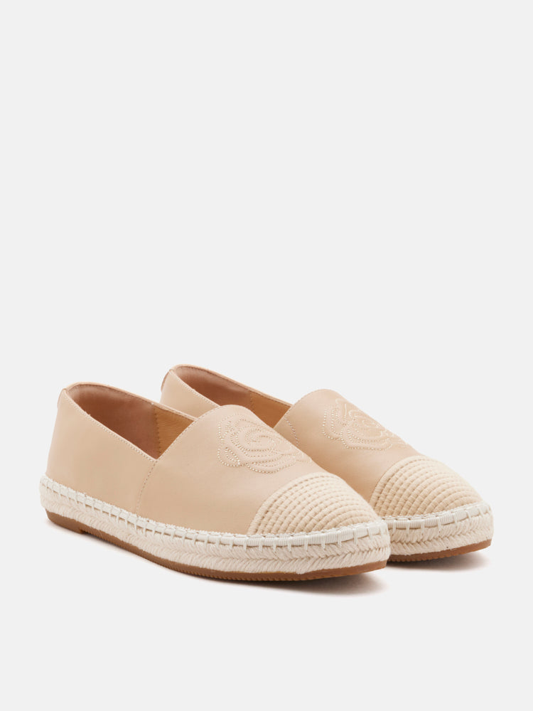 PAZZION, Brea.O Embossed Espadrille Flats, Almond