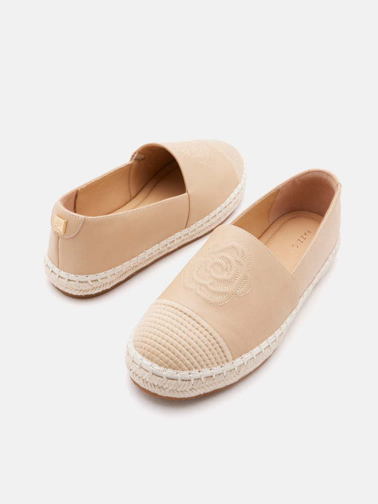 PAZZION, Brea.O Embossed Espadrille Flats, Almond