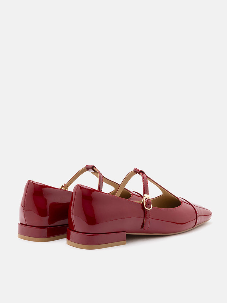 Red patent sales t bar shoes