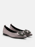Brigette Diamante Embellished Buckle Pointed Toe Flats