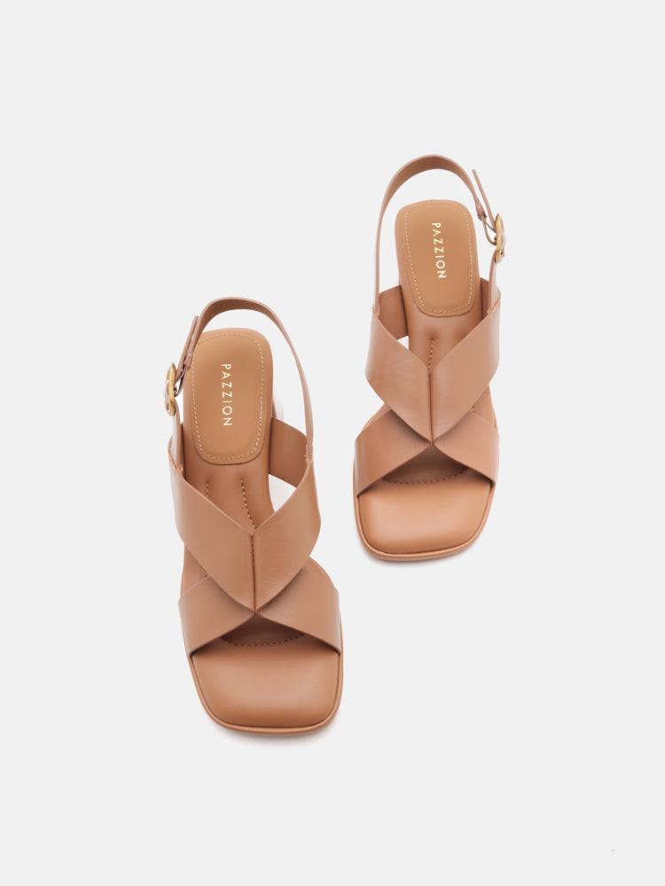 PAZZION, Calla Pillow Strappy Heels, Brown