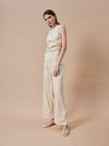 PAZZION, Camelia Embellished T-bar Sandals, Beige