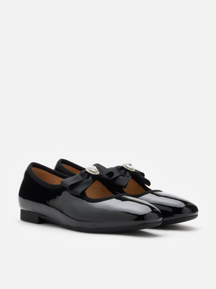 PAZZION, Camilla Diamante Bow Flats, Black