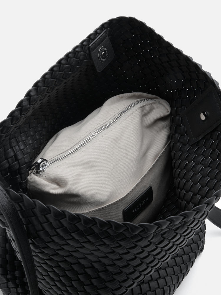 PAZZION, Cara Woven Bag, Black